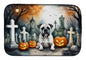Caroline's Treasures DAC2024DDM Boxer Spooky Halloween Dish Drying Mat Absorbent Dish Drying Mat Pad for Kitchen Counter Dish Drainer Mat for Countertop, 14 x 21, Multicolor