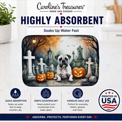 Caroline's Treasures DAC2024DDM Boxer Spooky Halloween Dish Drying Mat Absorbent Dish Drying Mat Pad for Kitchen Counter Dish Drainer Mat for Countertop, 14 x 21, Multicolor