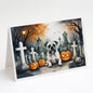 Caroline's Treasures DAC2024GCA7P Boxer Spooky Halloween Greeting Cards and Envelopes Pack of 8 Blank Cards with Envelopes Whimsical A7 Size 5x7 Blank Greeting Cards