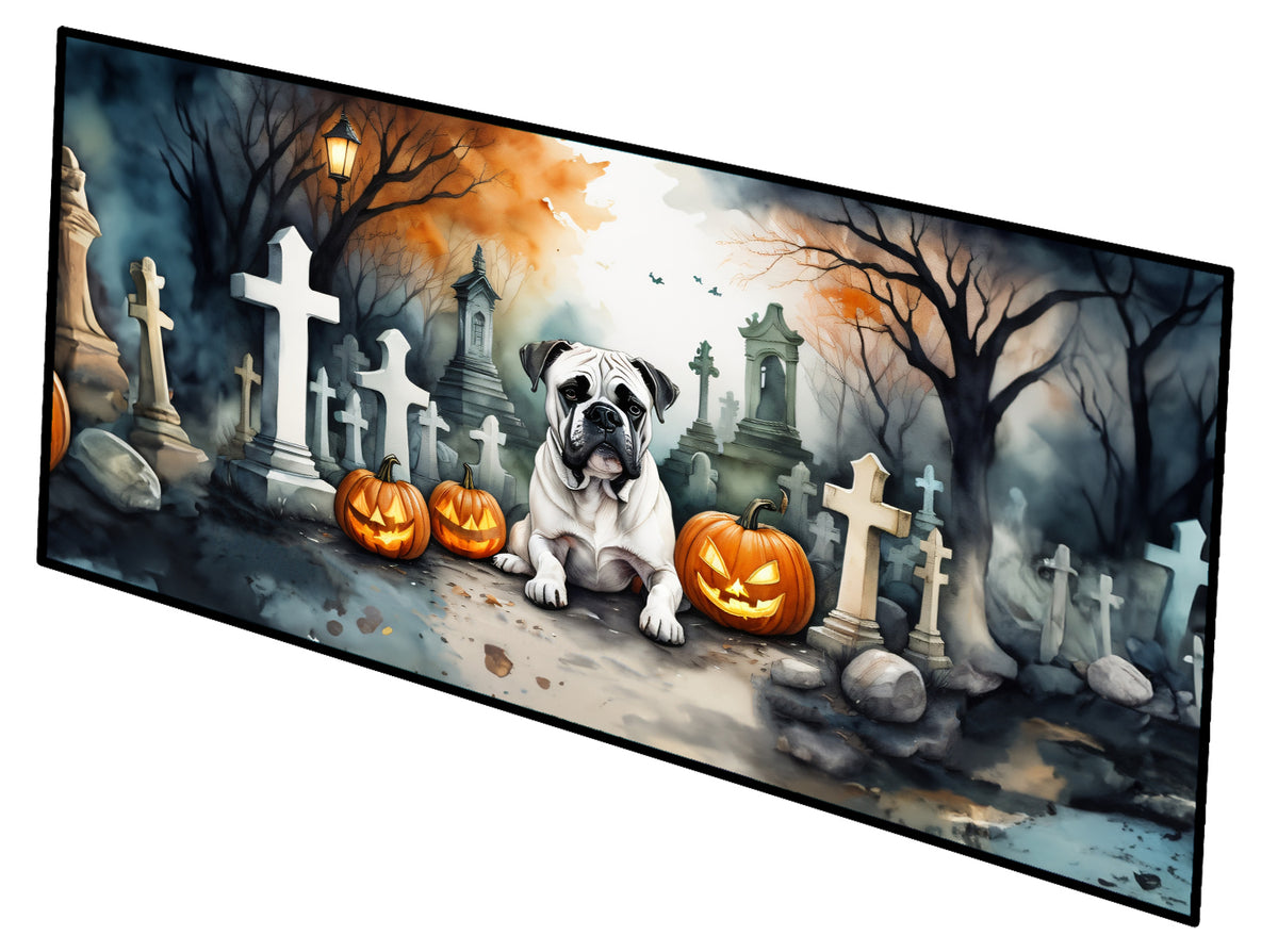 Caroline's Treasures Boxer Spooky Halloween Runner Mat 28x58 Front Door Mat Indoor Outdoor Rugs for Entryway Hallway Foyer Non Slip Washable Wide Doormat