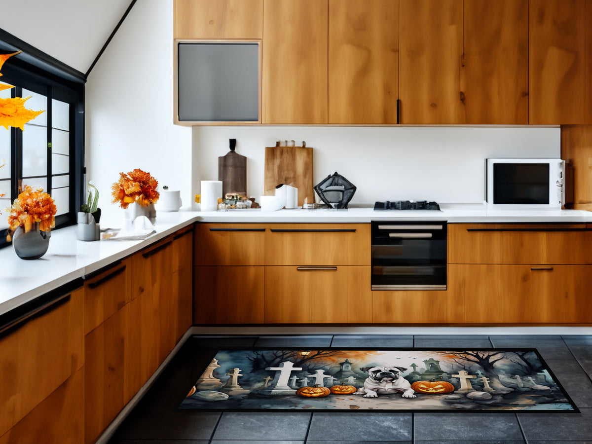 Caroline's Treasures Boxer Spooky Halloween Runner Mat 28x58 Front Door Mat Indoor Outdoor Rugs for Entryway Hallway Foyer Non Slip Washable Wide Doormat