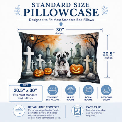 Caroline's Treasures DAC2024PILLOWCASE Boxer Spooky Halloween Fabric Standard Pillowcase Lightweight Super Soft Easy Care Decorative Artwork Pillowcase, Standard