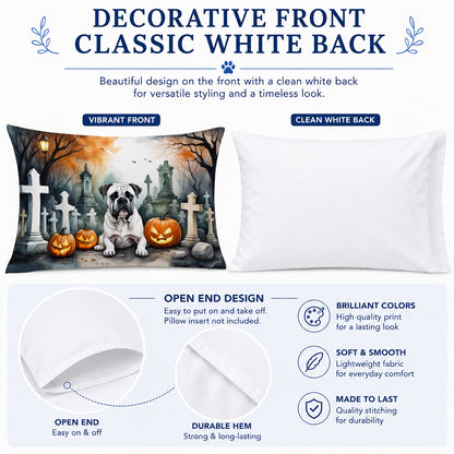 Caroline's Treasures DAC2024PILLOWCASE Boxer Spooky Halloween Fabric Standard Pillowcase Lightweight Super Soft Easy Care Decorative Artwork Pillowcase, Standard