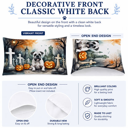 Caroline's Treasures DAC2024PILLOWCASE Boxer Spooky Halloween Fabric Standard Pillowcase Lightweight Super Soft Easy Care Decorative Artwork Pillowcase, Standard