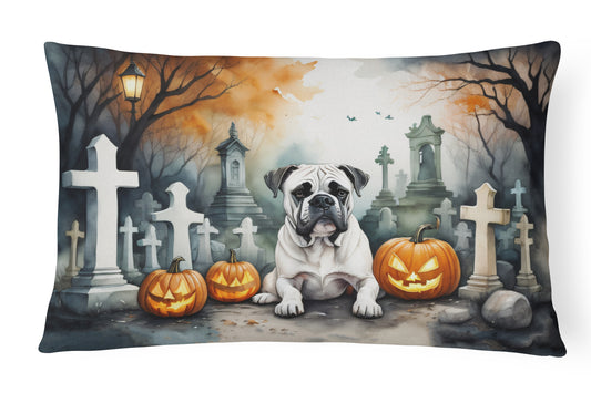 Caroline's Treasures DAC2024PW1216 Boxer Spooky Halloween Fabric Decorative Pillow Machine Washable, Indoor Outdoor Decorative Pillow for Couch, Bed or Patio, 12HX16W