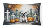 Caroline's Treasures DAC2024PW1216 Boxer Spooky Halloween Fabric Decorative Pillow Machine Washable, Indoor Outdoor Decorative Pillow for Couch, Bed or Patio, 12HX16W