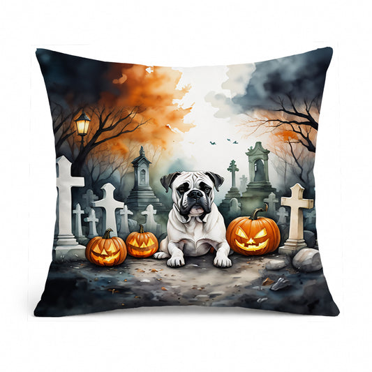 Caroline's Treasures DAC2024PW1414 Boxer Spooky Halloween Fabric Decorative Pillow Machine Washable, Indoor Outdoor Decorative Pillow for Couch, Bed or Patio, 14Hx14W