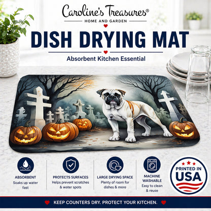 Caroline's Treasures DAC2025DDM Boxer Spooky Halloween Dish Drying Mat Absorbent Dish Drying Mat Pad for Kitchen Counter Dish Drainer Mat for Countertop, 14 x 21, Multicolor