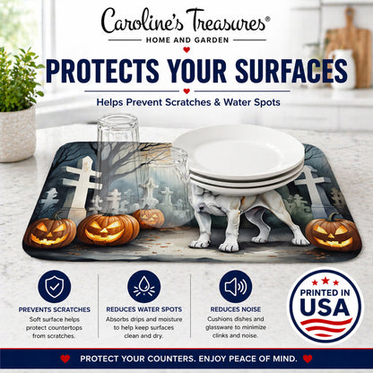 Caroline's Treasures DAC2025DDM Boxer Spooky Halloween Dish Drying Mat Absorbent Dish Drying Mat Pad for Kitchen Counter Dish Drainer Mat for Countertop, 14 x 21, Multicolor