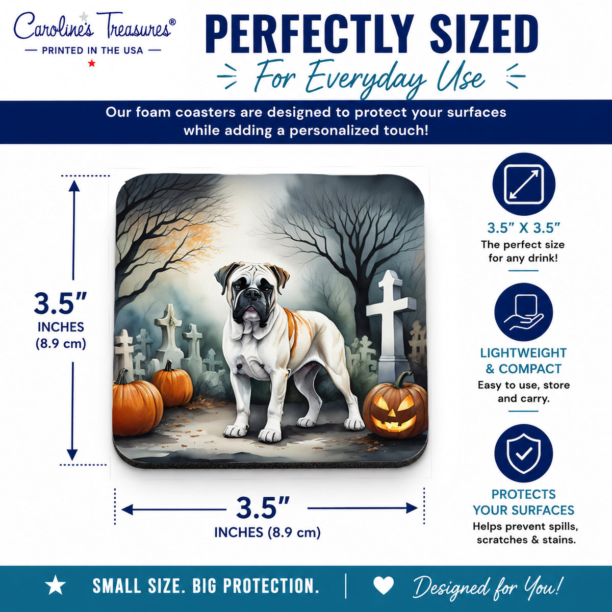 Caroline's Treasures Boxer Dogs Foam Drink Coasters Set of 4 Absorbent