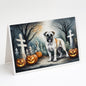 Caroline's Treasures DAC2025GCA7P Boxer Spooky Halloween Greeting Cards and Envelopes Pack of 8 Blank Cards with Envelopes Whimsical A7 Size 5x7 Blank Greeting Cards