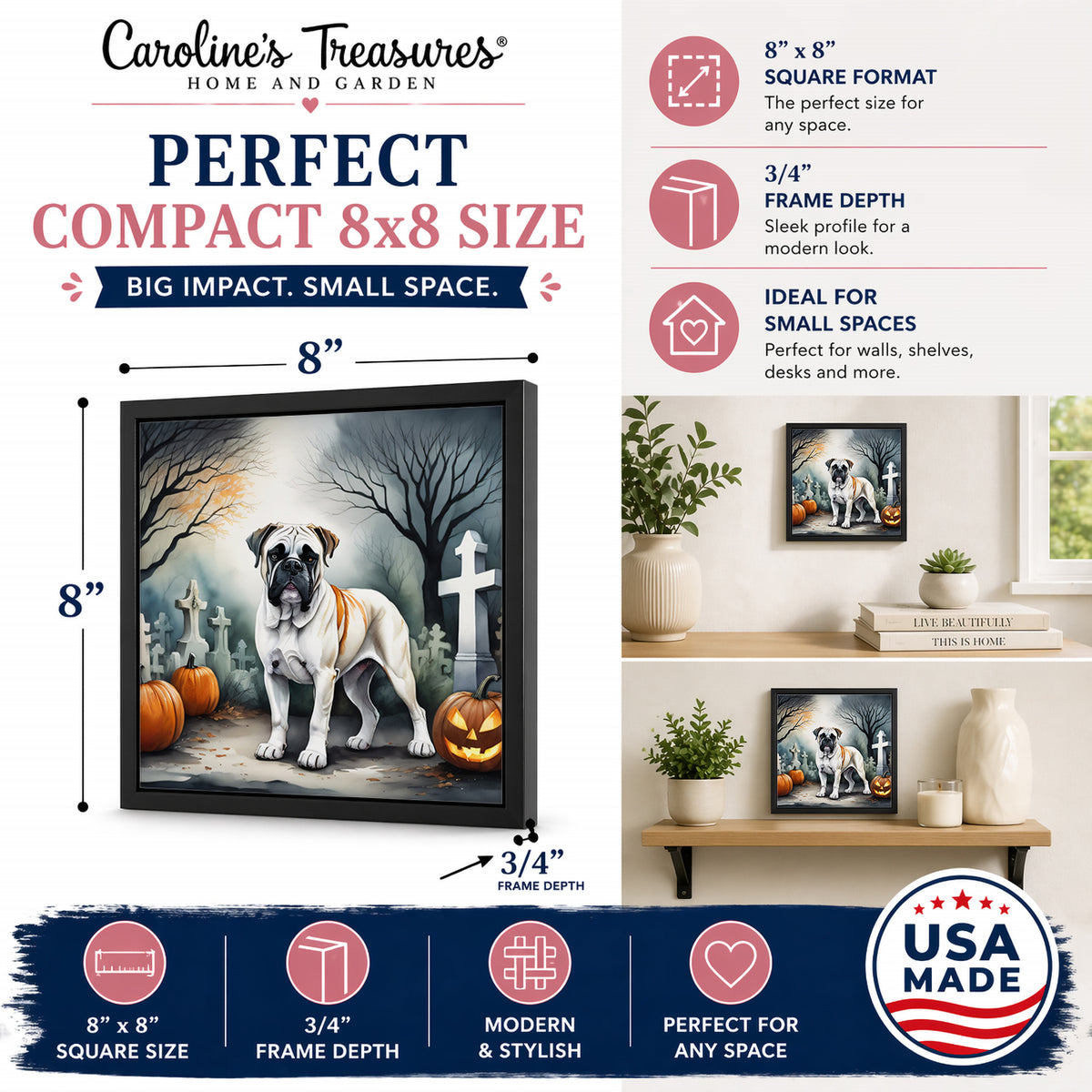 Caroline's Treasures Boxer Dogs Framed Metal Wall Art 8 x 8 Inch