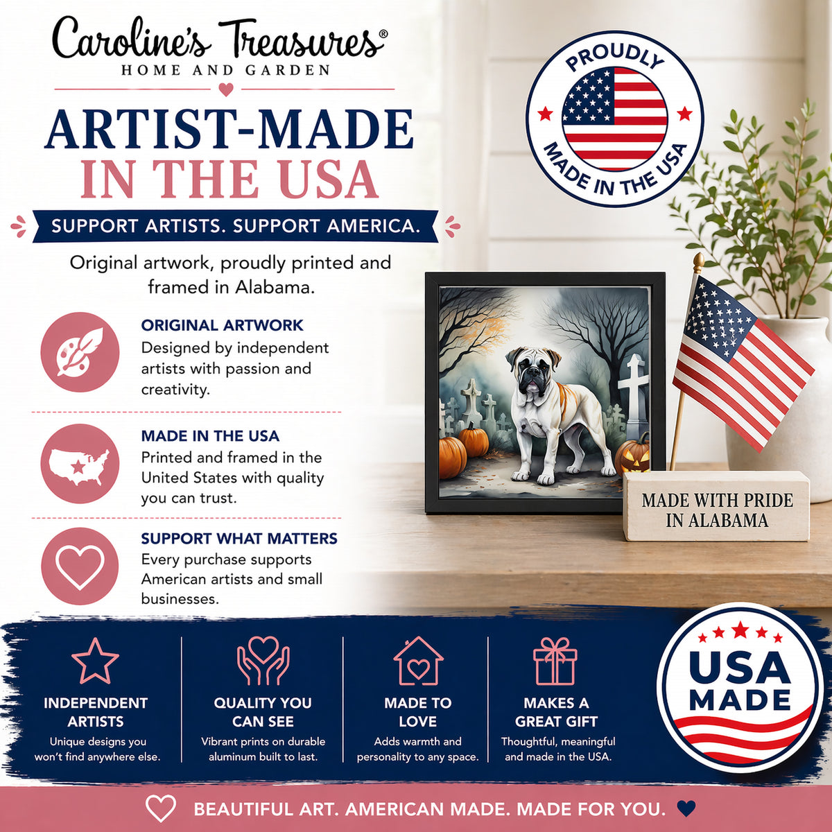 Caroline's Treasures Boxer Dogs Framed Metal Wall Art 8 x 8 Inch