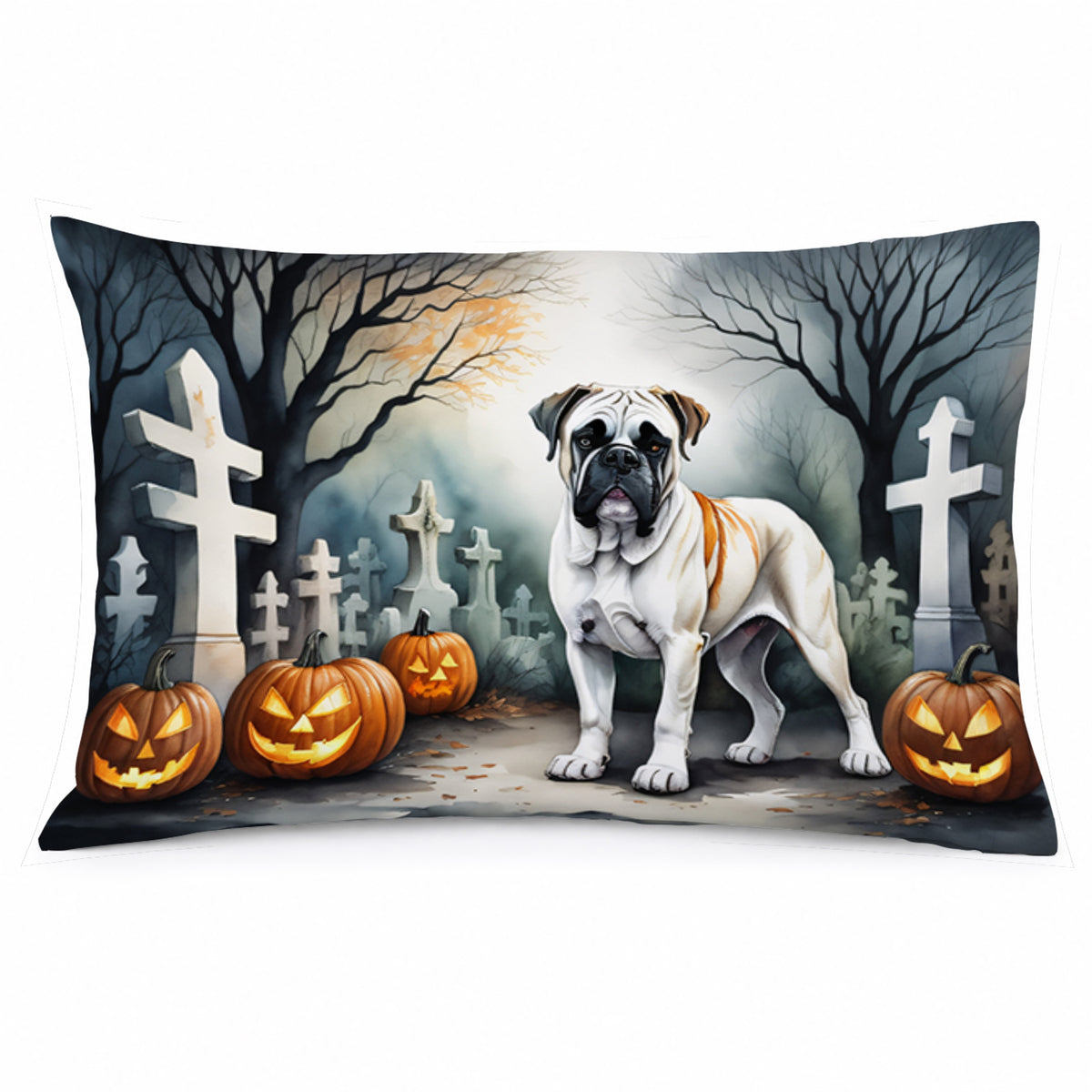 Caroline's Treasures DAC2025PILLOWCASE Boxer Spooky Halloween Fabric Standard Pillowcase Lightweight Super Soft Easy Care Decorative Artwork Pillowcase, Standard