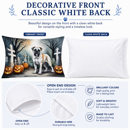 Caroline's Treasures DAC2025PILLOWCASE Boxer Spooky Halloween Fabric Standard Pillowcase Lightweight Super Soft Easy Care Decorative Artwork Pillowcase, Standard