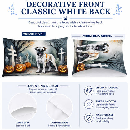 Caroline's Treasures DAC2025PILLOWCASE Boxer Spooky Halloween Fabric Standard Pillowcase Lightweight Super Soft Easy Care Decorative Artwork Pillowcase, Standard