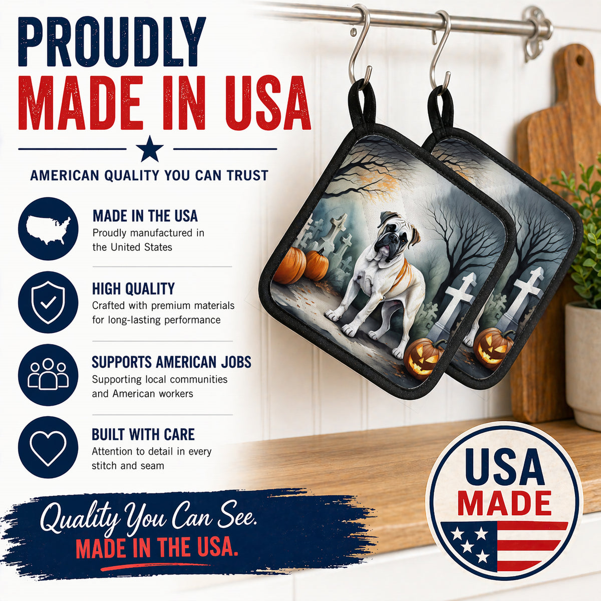 Caroline's Treasures Boxer Dogs Set of 2 Kitchen Pot Holders