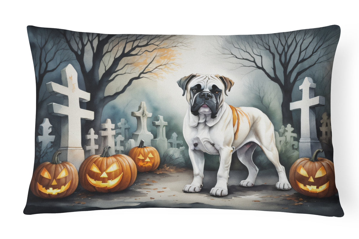 Caroline's Treasures DAC2025PW1216 Boxer Spooky Halloween Fabric Decorative Pillow Machine Washable, Indoor Outdoor Decorative Pillow for Couch, Bed or Patio, 12HX16W