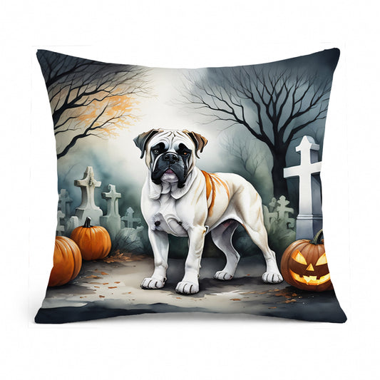 Caroline's Treasures DAC2025PW1818 Boxer Spooky Halloween Fabric Decorative Pillow Machine Washable, Indoor Outdoor Decorative Pillow for Couch, Bed or Patio, 18Hx18W