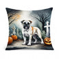 Caroline's Treasures DAC2025PW1818 Boxer Spooky Halloween Fabric Decorative Pillow Machine Washable, Indoor Outdoor Decorative Pillow for Couch, Bed or Patio, 18Hx18W
