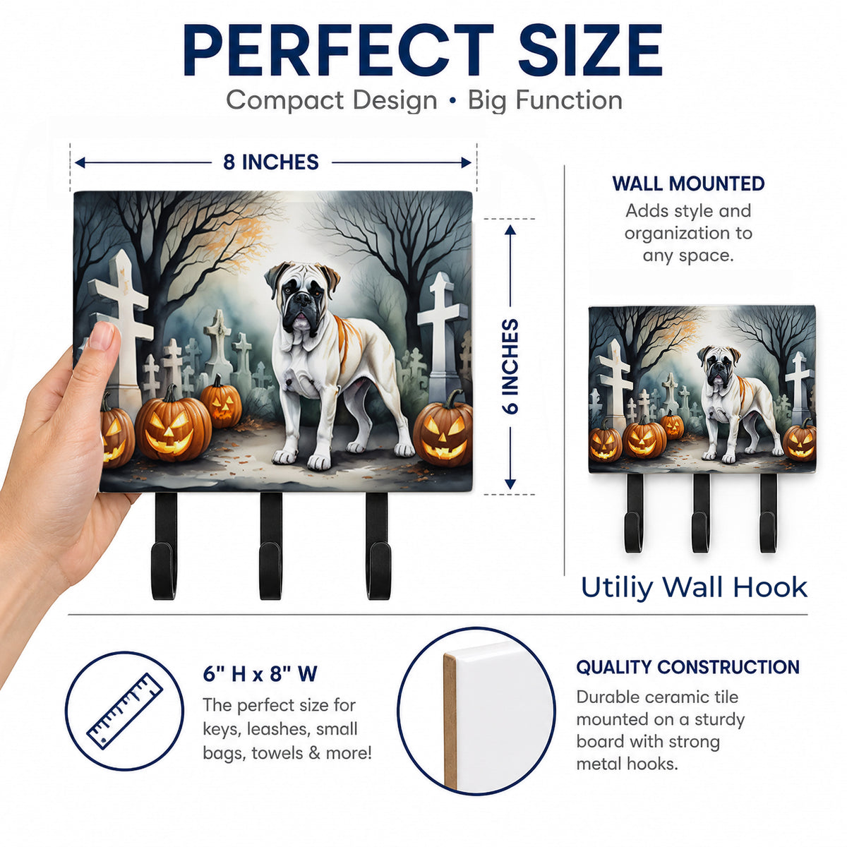 Caroline's Treasures Boxer Dogs Halloween Ceramic Triple Wall Hook