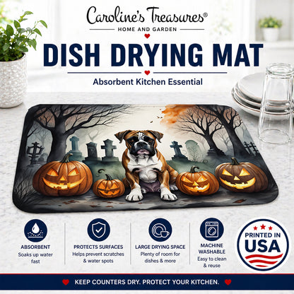 Caroline's Treasures DAC2026DDM Boxer Spooky Halloween Dish Drying Mat Absorbent Dish Drying Mat Pad for Kitchen Counter Dish Drainer Mat for Countertop, 14 x 21, Multicolor