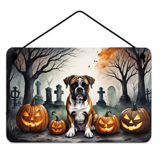 Caroline's Treasures DAC2026DS812 Boxer Spooky Halloween Wall or Door Hanging Prints Aluminum Metal Sign Kitchen Wall Bar Bathroom Plaque Home Decor, 8x12, Multicolor
