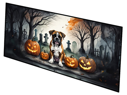 Caroline's Treasures Boxer Spooky Halloween Runner Mat 28x58 Front Door Mat Indoor Outdoor Rugs for Entryway Hallway Foyer Non Slip Washable Wide Doormat