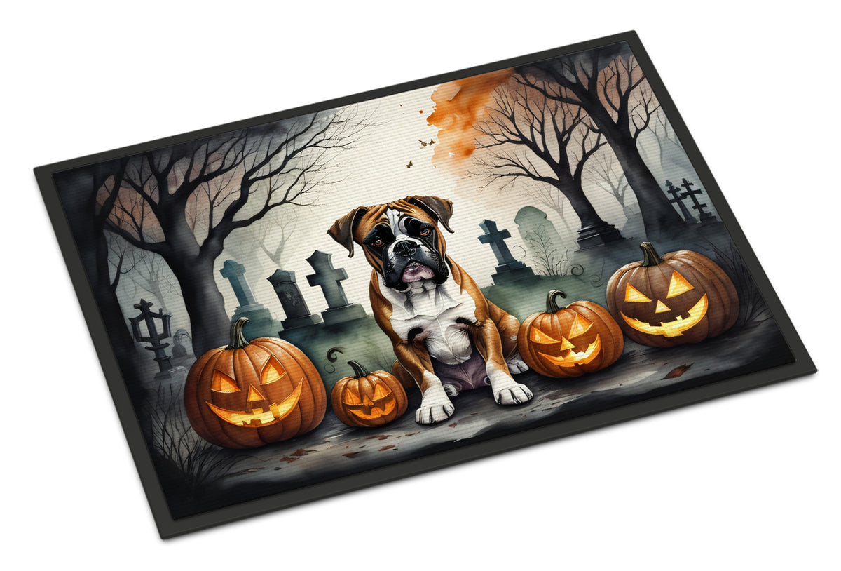 Caroline's Treasures DAC2026JMAT Boxer Spooky Halloween Indoor or Outdoor Mat 24x36 Front Door Mat Indoor Outdoor Rugs for Entryway, Non Slip Washable Low Pile, 24H X 36W