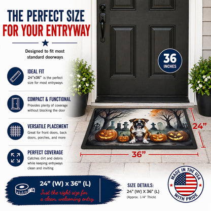 Caroline's Treasures DAC2026JMAT Boxer Spooky Halloween Indoor or Outdoor Mat 24x36 Front Door Mat Indoor Outdoor Rugs for Entryway, Non Slip Washable Low Pile, 24H X 36W