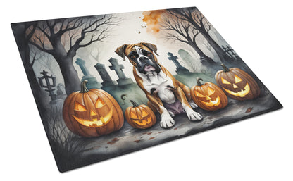 Caroline's Treasures DAC2026LCB Boxer Spooky Halloween Glass Cutting Board Large Decorative Tempered Glass Kitchen Cutting and Serving Board Large Size Chopping Board