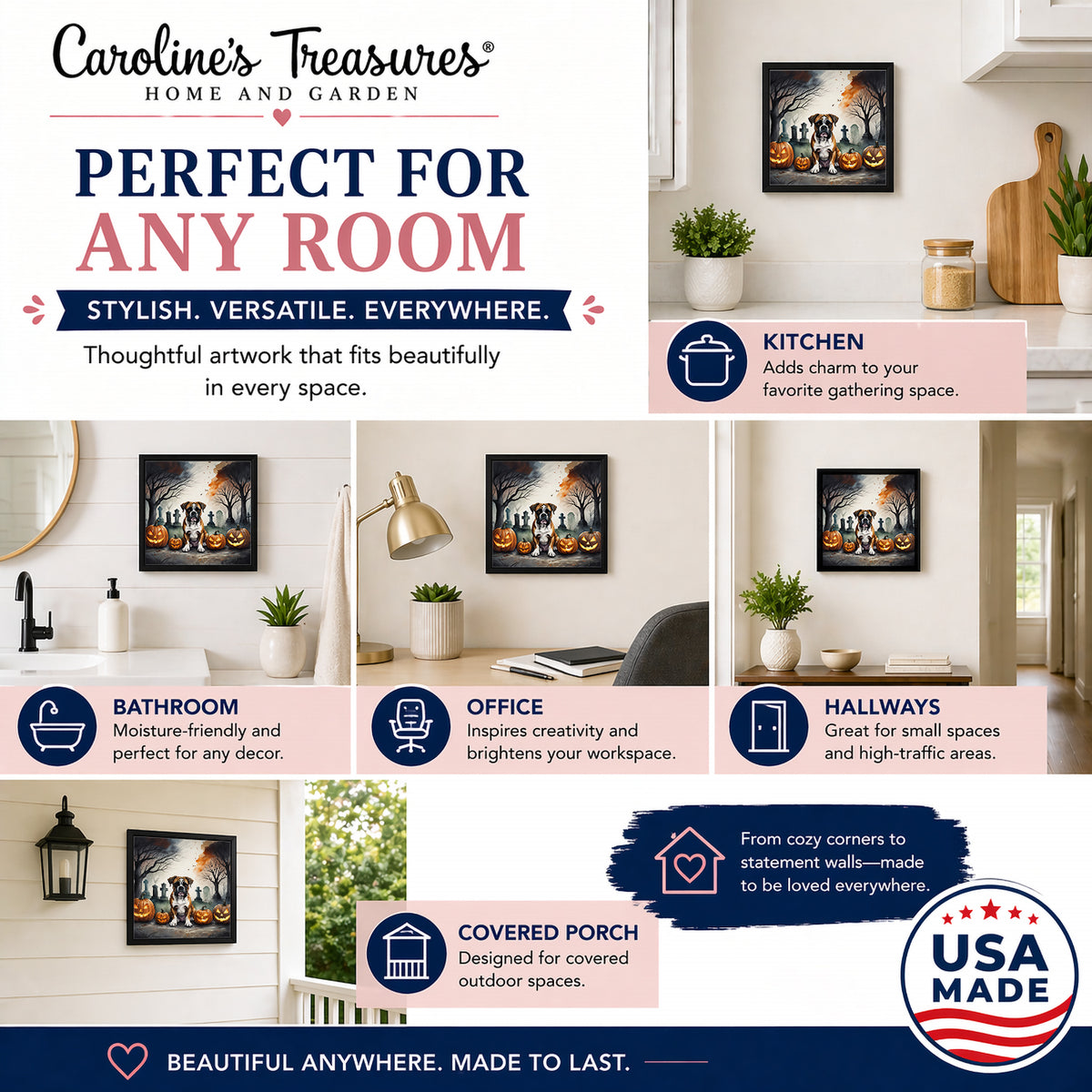 Caroline's Treasures Boxer Dogs Framed Metal Wall Art 8 x 8 Inch