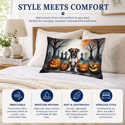 Caroline's Treasures DAC2026PILLOWCASE Boxer Spooky Halloween Fabric Standard Pillowcase Lightweight Super Soft Easy Care Decorative Artwork Pillowcase, Standard