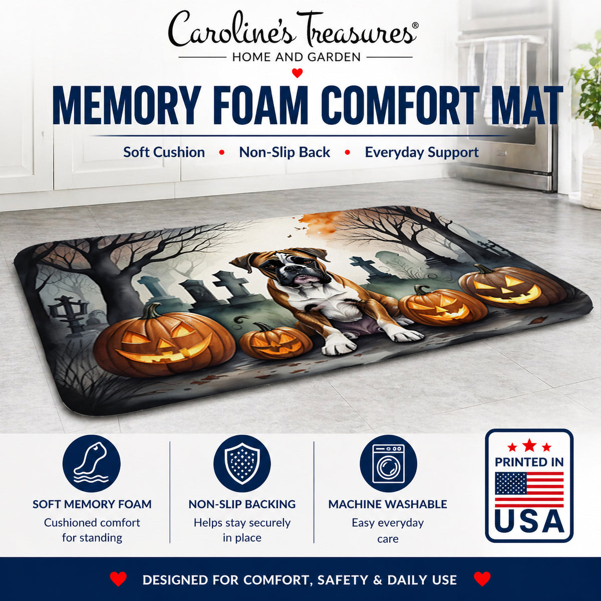 Caroline's Treasures Boxer Dogs Memory Foam Mat 19x27