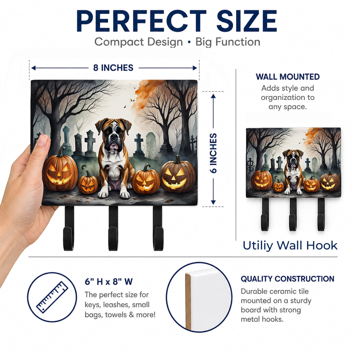 Caroline's Treasures Boxer Dogs Halloween Ceramic Triple Wall Hook