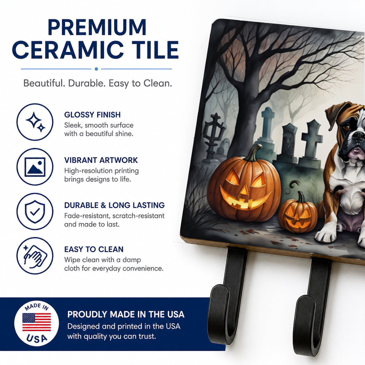 Caroline's Treasures Boxer Dogs Halloween Ceramic Triple Wall Hook