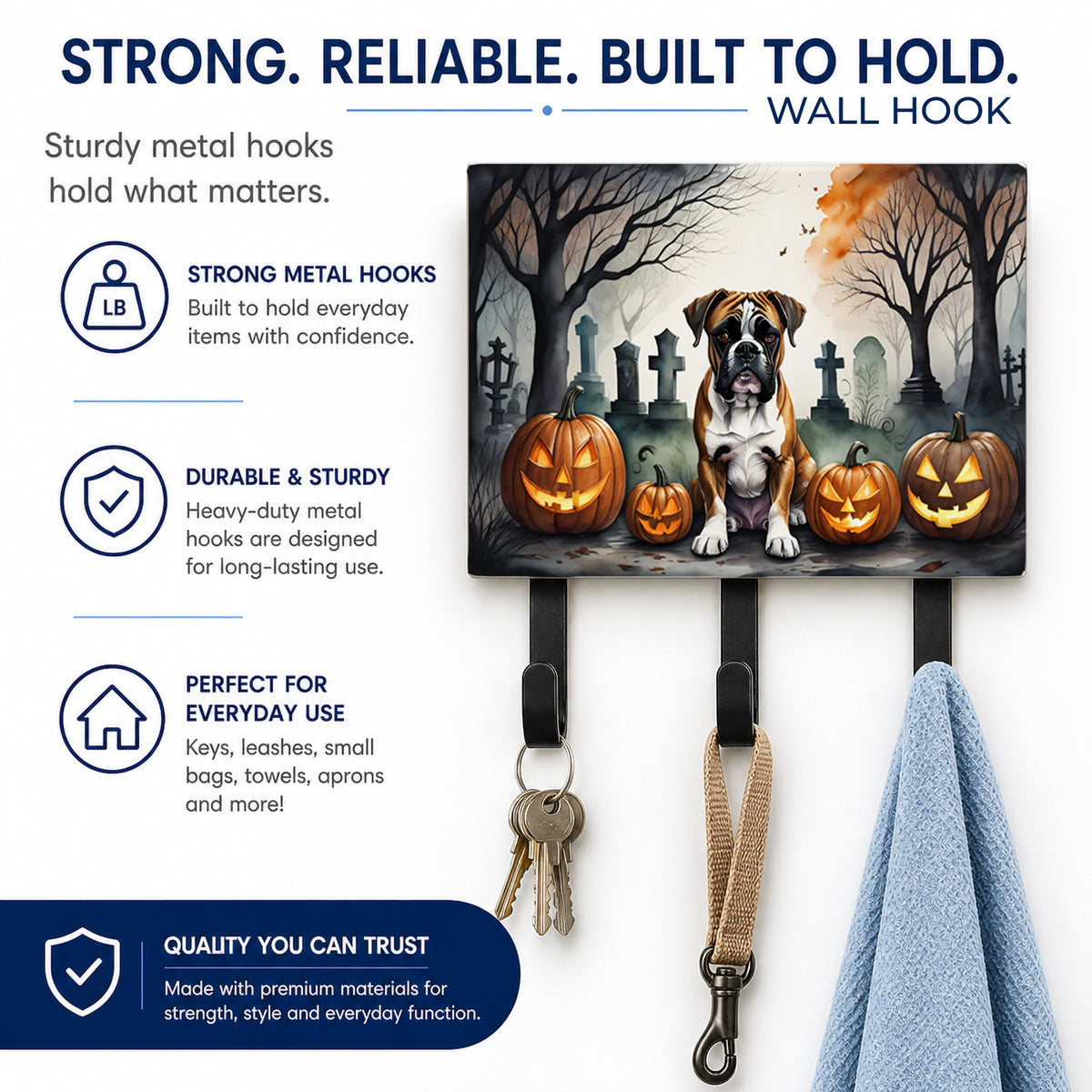 Caroline's Treasures Boxer Dogs Halloween Ceramic Triple Wall Hook
