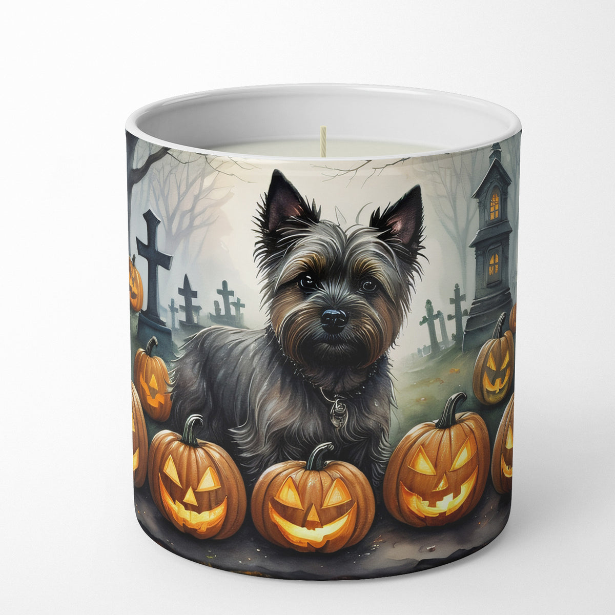 Caroline's Treasures DAC2027CDL Cairn Terrier Spooky Halloween Decorative Soy Candle Nature Soy Wax Essential Oil Home Decor Ideal for Bedroom Kitchen Bath Office Gift, 10 oz