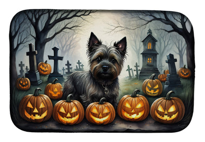 Caroline's Treasures DAC2027DDM Cairn Terrier Spooky Halloween Dish Drying Mat Absorbent Dish Drying Mat Pad for Kitchen Counter Dish Drainer Mat for Countertop, 14 x 21, Multicolor