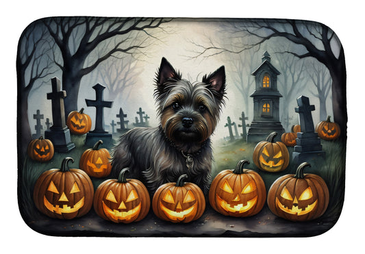 Caroline's Treasures DAC2027DDM Cairn Terrier Spooky Halloween Dish Drying Mat Absorbent Dish Drying Mat Pad for Kitchen Counter Dish Drainer Mat for Countertop, 14 x 21, Multicolor