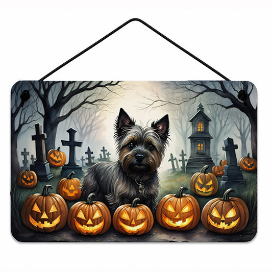 Caroline's Treasures DAC2027DS812 Cairn Terrier Spooky Halloween Wall or Door Hanging Prints Aluminum Metal Sign Kitchen Wall Bar Bathroom Plaque Home Decor, 8x12, Multicolor