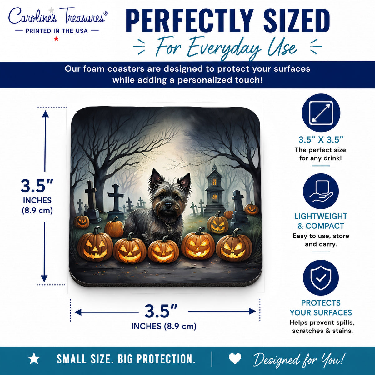 Caroline's Treasures Cairn Terrier Dogs Foam Drink Coasters Set of 4