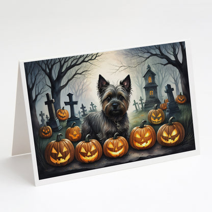 Caroline's Treasures DAC2027GCA7P Cairn Terrier Spooky Halloween Greeting Cards and Envelopes Pack of 8 Blank Cards with Envelopes Whimsical A7 Size 5x7 Blank Greeting Cards