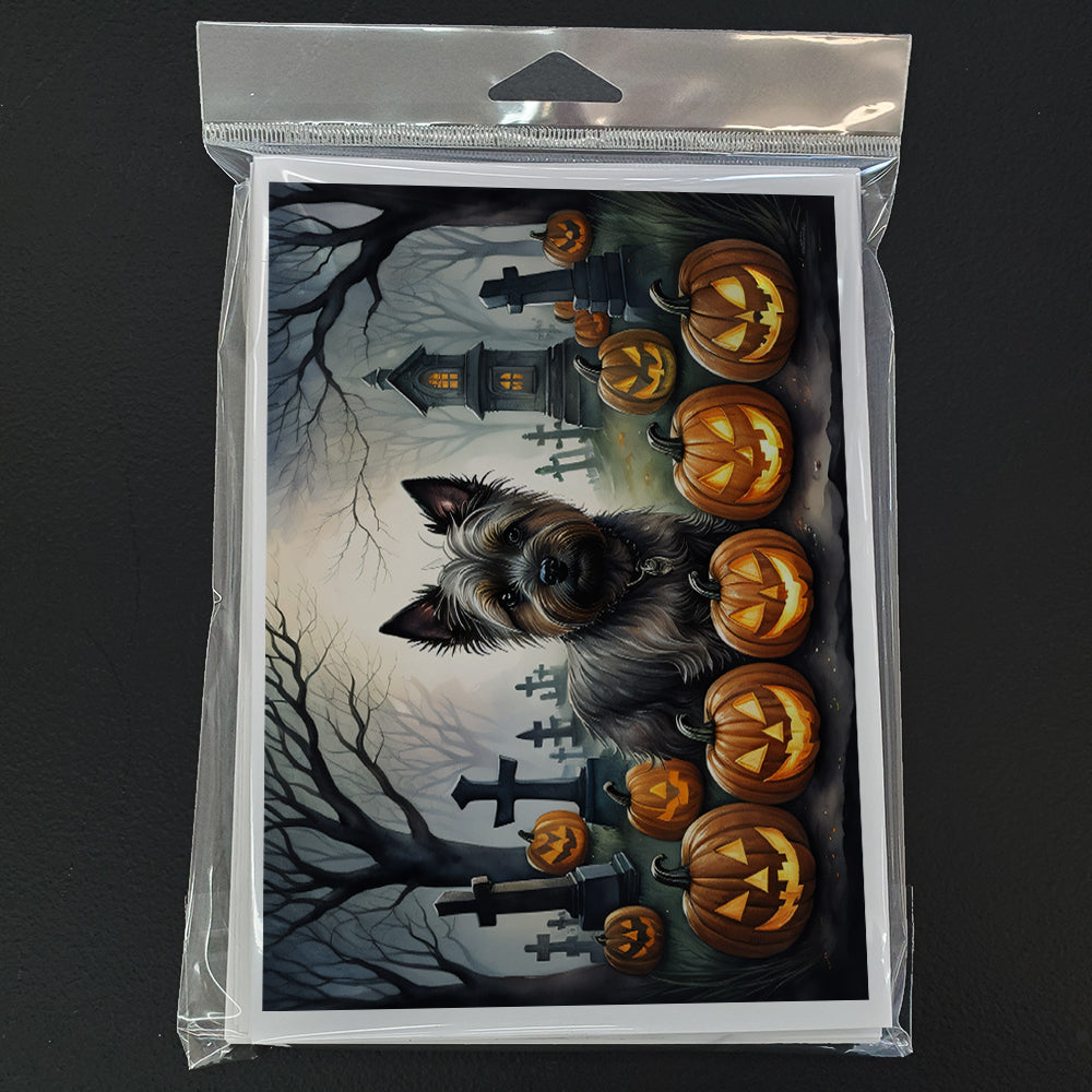 Caroline's Treasures DAC2027GCA7P Cairn Terrier Spooky Halloween Greeting Cards and Envelopes Pack of 8 Blank Cards with Envelopes Whimsical A7 Size 5x7 Blank Greeting Cards