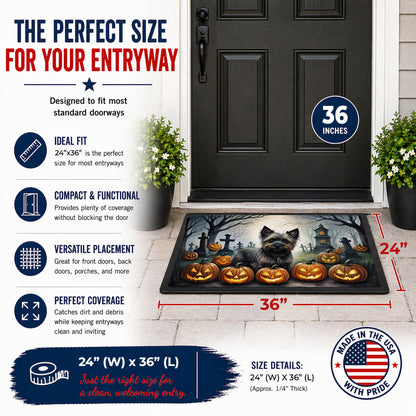 Caroline's Treasures DAC2027JMAT Cairn Terrier Spooky Halloween Indoor or Outdoor Mat 24x36 Front Door Mat Indoor Outdoor Rugs for Entryway, Non Slip Washable Low Pile, 24H X 36W