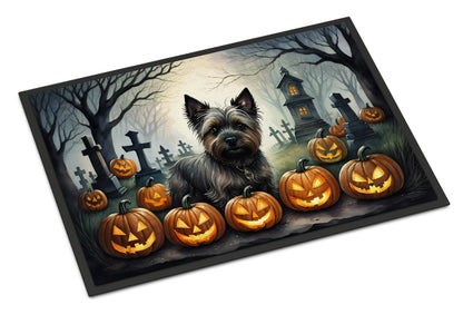 Caroline's Treasures DAC2027MAT Cairn Terrier Spooky Halloween Doormat 18x27 Front Door Mat Indoor Outdoor Rugs for Entryway, Non Slip Washable Low Pile, 18H X 27W