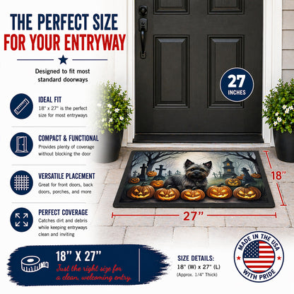 Caroline's Treasures DAC2027MAT Cairn Terrier Spooky Halloween Doormat 18x27 Front Door Mat Indoor Outdoor Rugs for Entryway, Non Slip Washable Low Pile, 18H X 27W