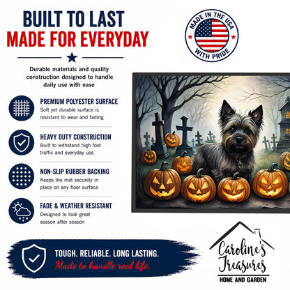 Caroline's Treasures DAC2027MAT Cairn Terrier Spooky Halloween Doormat 18x27 Front Door Mat Indoor Outdoor Rugs for Entryway, Non Slip Washable Low Pile, 18H X 27W