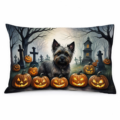Caroline's Treasures DAC2027PILLOWCASE Cairn Terrier Spooky Halloween Fabric Standard Pillowcase Lightweight Super Soft Easy Care Decorative Artwork Pillowcase, Standard