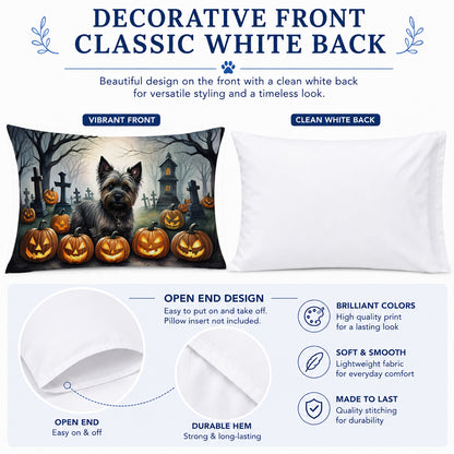 Caroline's Treasures DAC2027PILLOWCASE Cairn Terrier Spooky Halloween Fabric Standard Pillowcase Lightweight Super Soft Easy Care Decorative Artwork Pillowcase, Standard